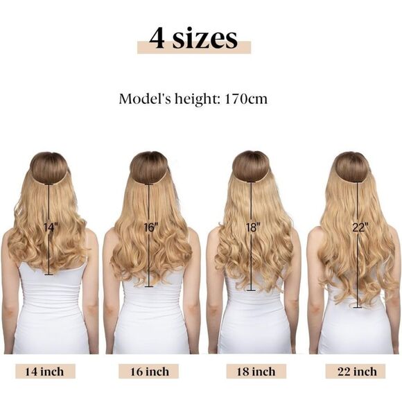 Wavy Curly Hair Extensions Halo Pale Ash Blonde Long halo extension - Picture 7 of 7